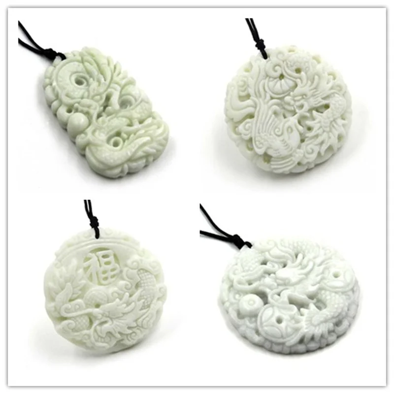 Women Fashion Jewellery - Natürliche Weiße jade Dragon Phoenix Anhänger