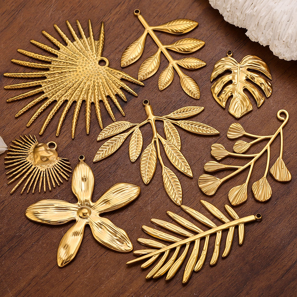 Women Fashion Jewellery - 5 Stück Edelstahl Große Blatt- und