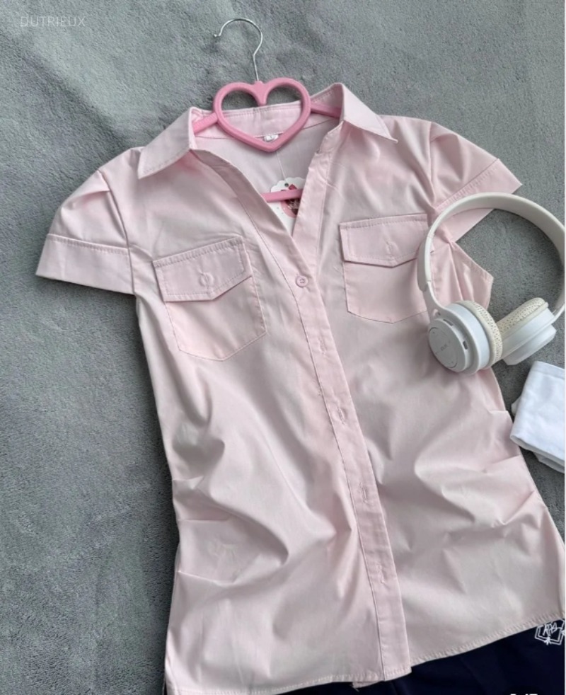 Women'S Y2K Fashion Aesthetic - Modische Preppy-Style Bluse mit Knöpfen und