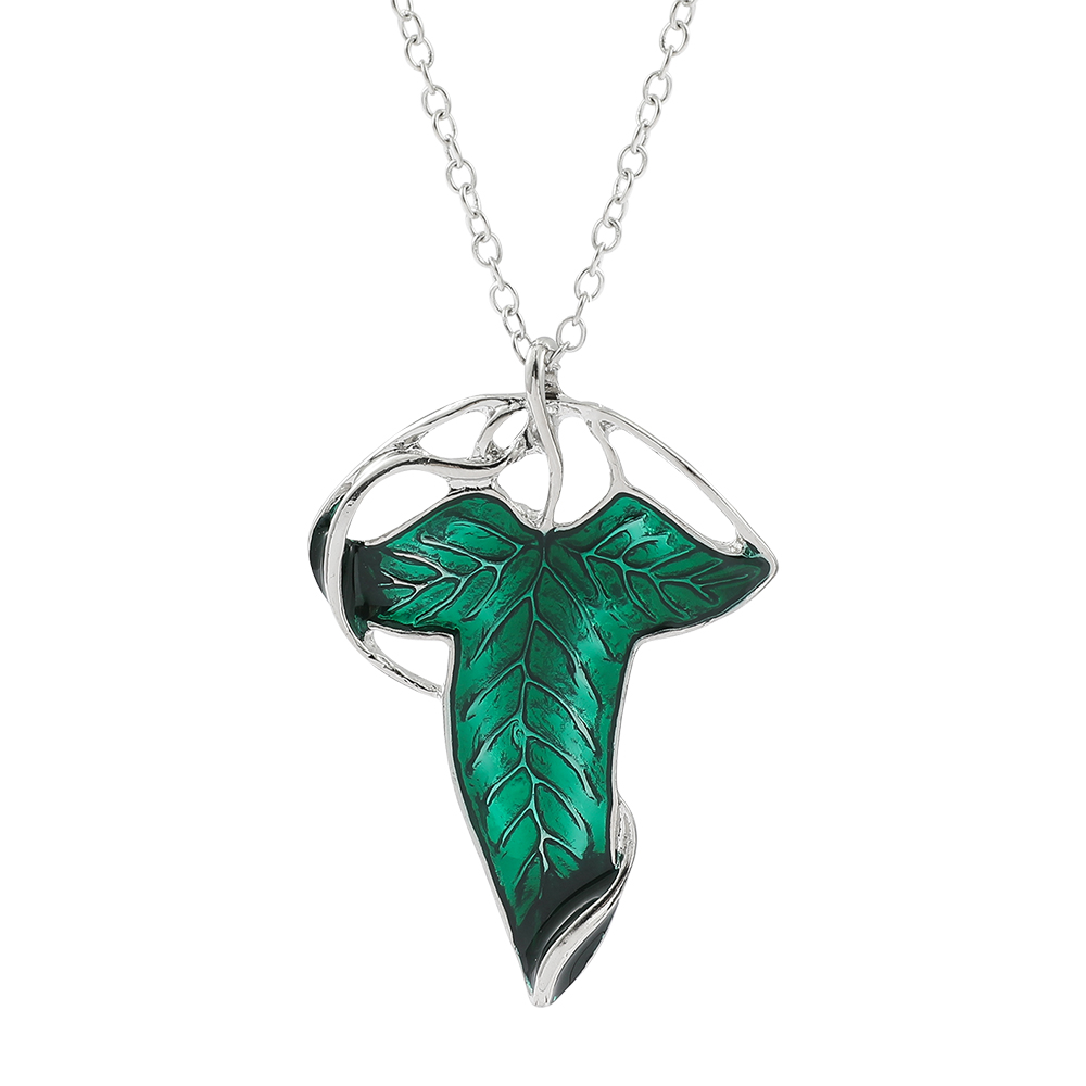 Women Fashion Jewellery - Vintage-Halskette mit grünem Blatt-Anhänger, exquisiter Elfen-Mode-Kettenschmuck,