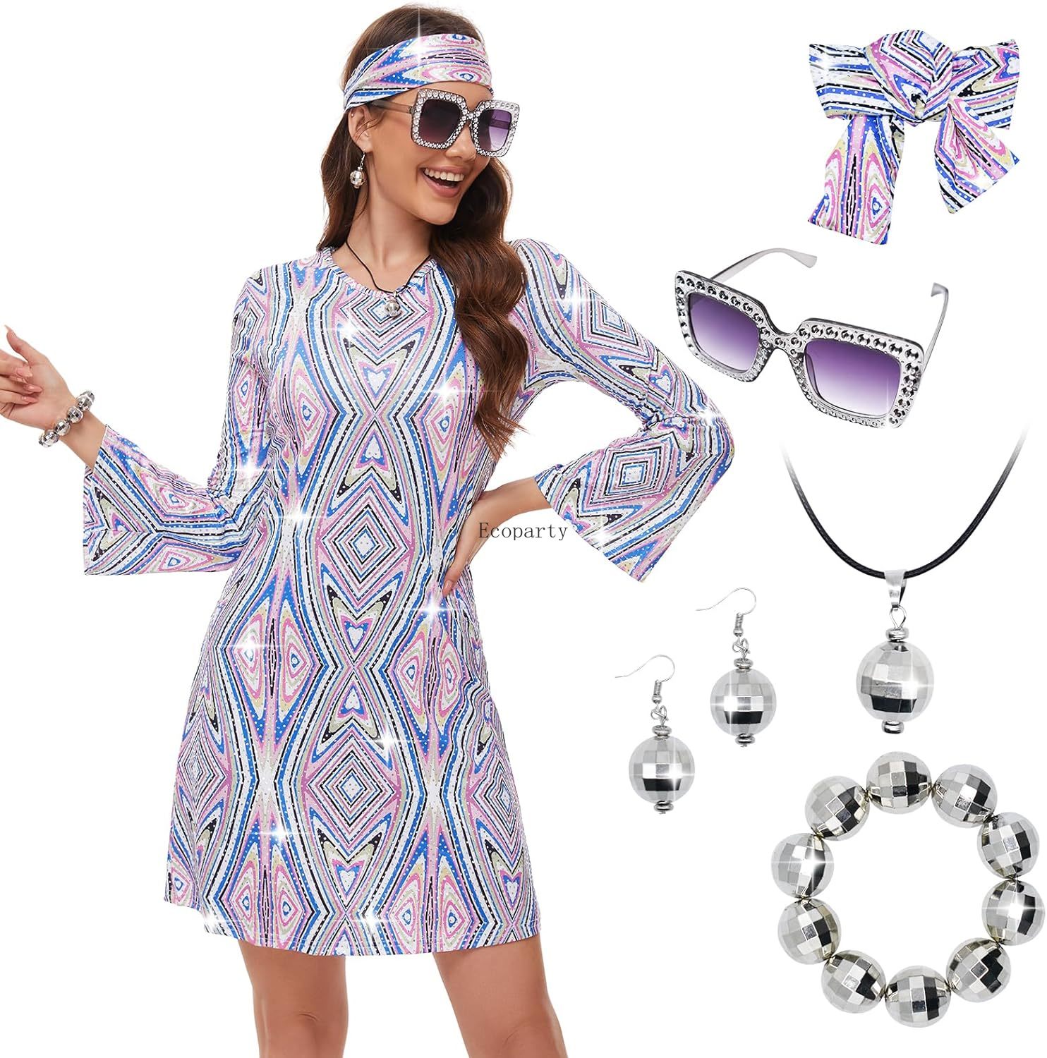 Women'S Fashion From The 70S - Disfraz 70er Jahre Damen Disco Kleid