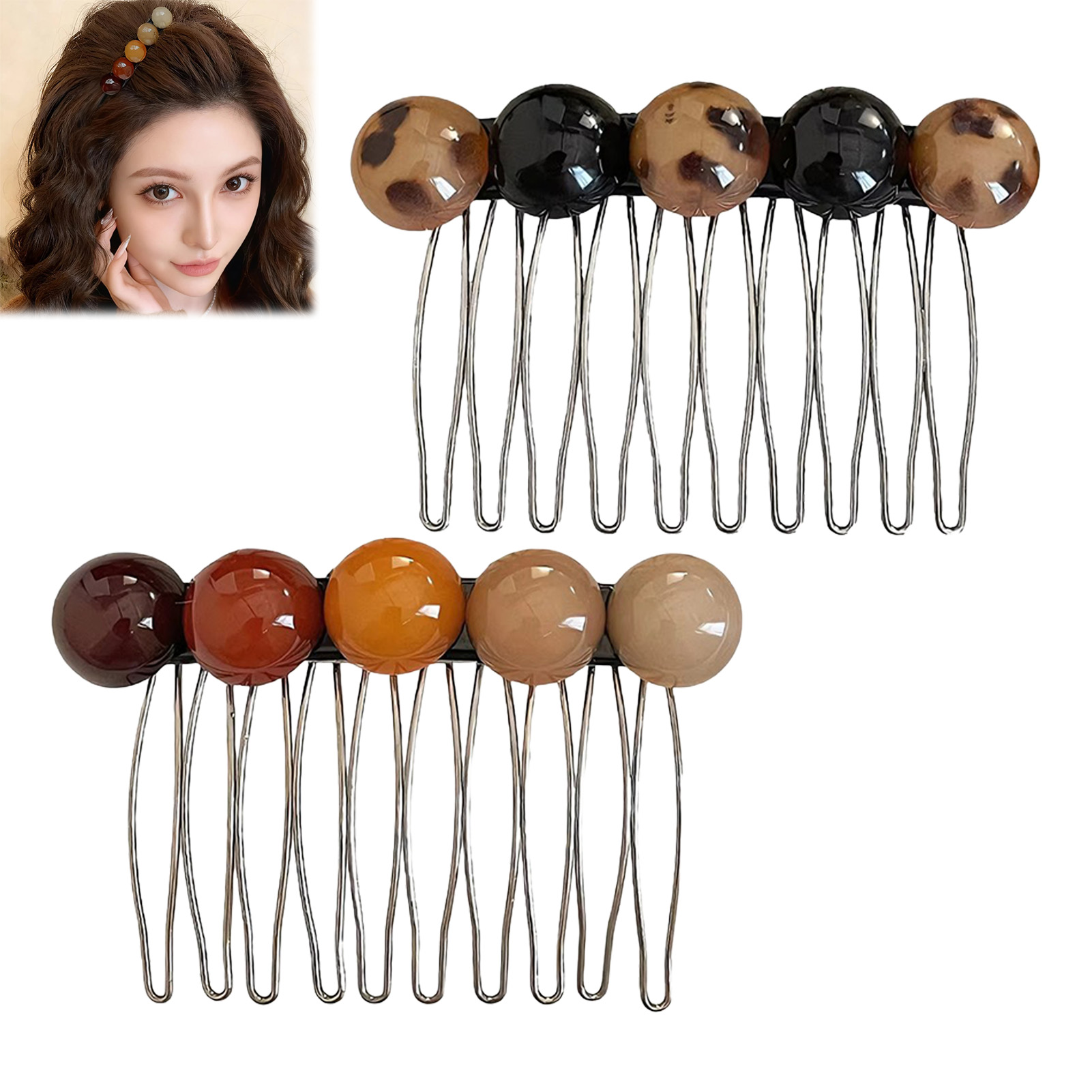 Women Fashion Hair Style - Koreanischer Stil, einfache Perlen-Haarkamm-Clips mit Dekor