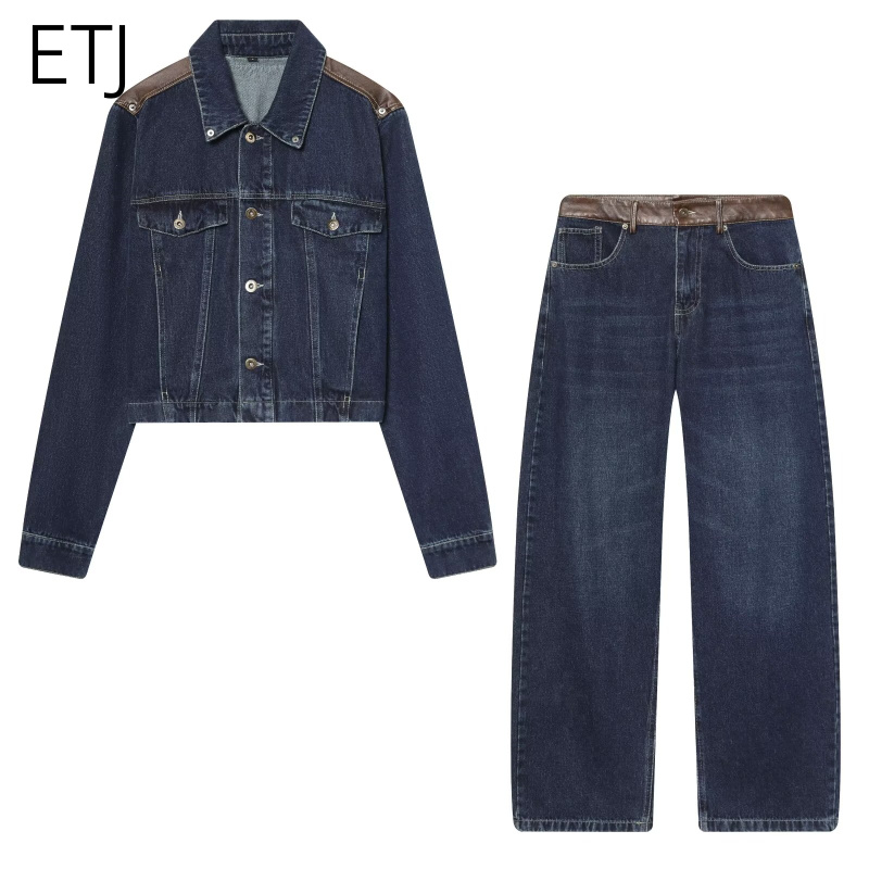 Women'S Fashion Denim Jacket - ETJ Damen Jeansjacke & Jeans Set