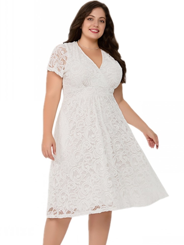 Xl Women'S Fashion - XL-5XL Übergrößen-Kleidung Spitzenkleider Damen Roben Frühling