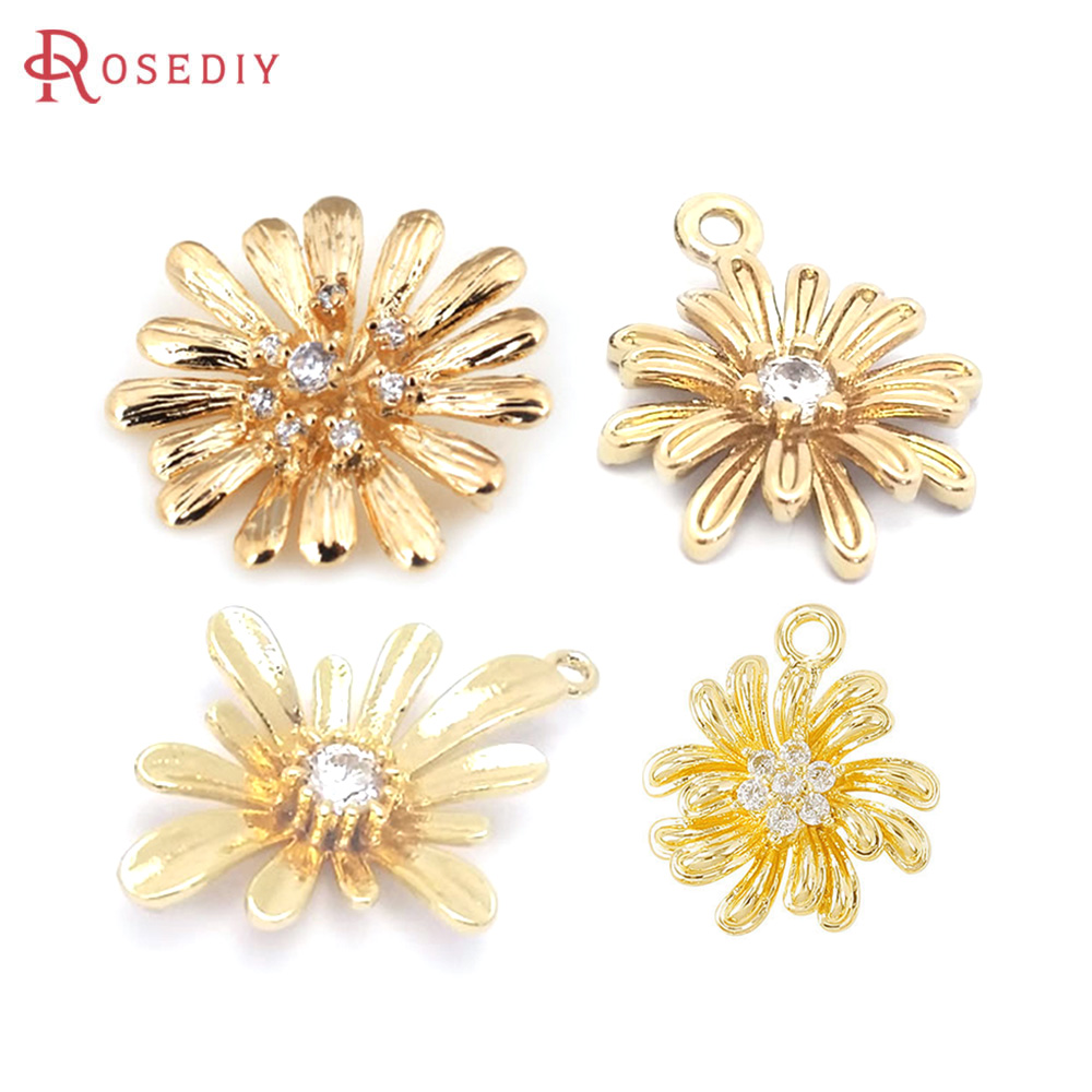 Women Fashion Jewellery - 18K Goldfarbene Messing-Sonnenblumen-Gänseblümchen-Anhänger Hochwertige DIY-Schmuckherstellung Halsketten-