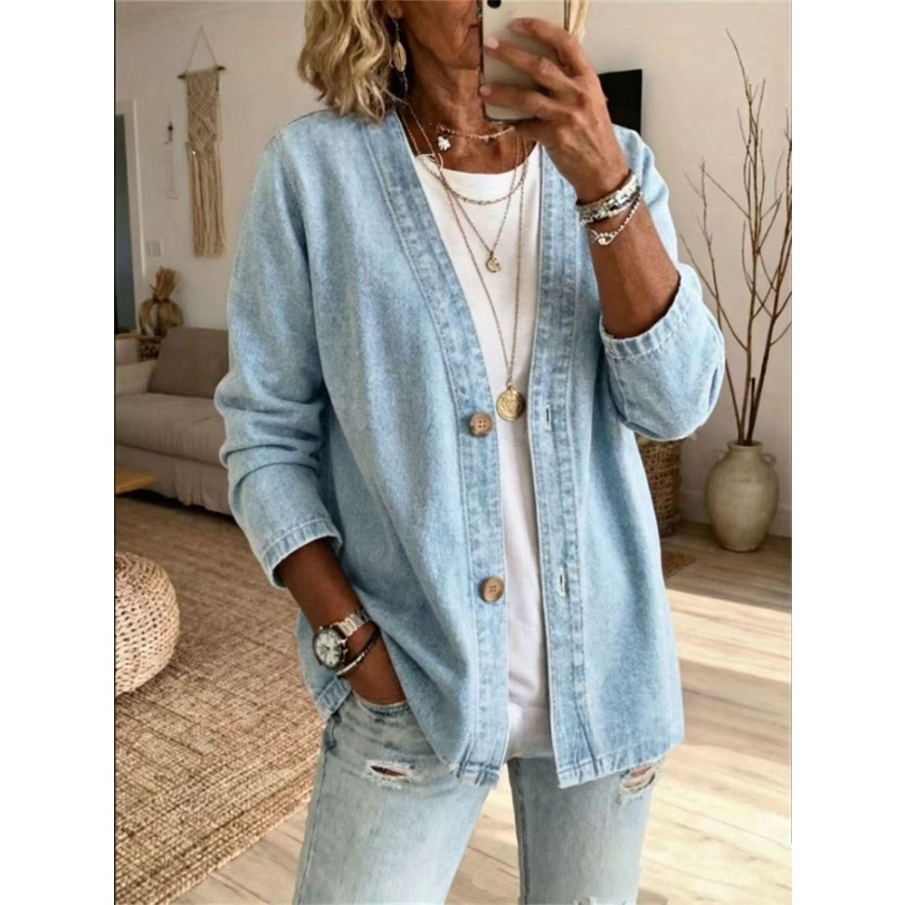 Damen Frühling Herbst Denim-St – Women'S Fashion Denim Jacket Bewertung und Preis