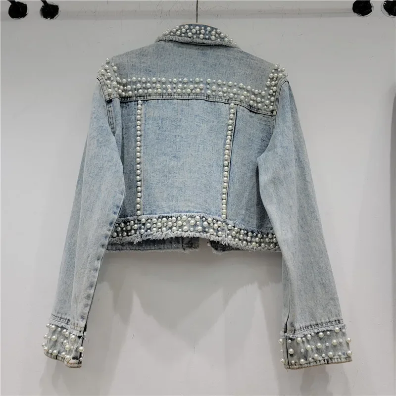Herbst Frauen Mode Perle Perle – Women'S Fashion Denim Jacket Bewertung und Preis
