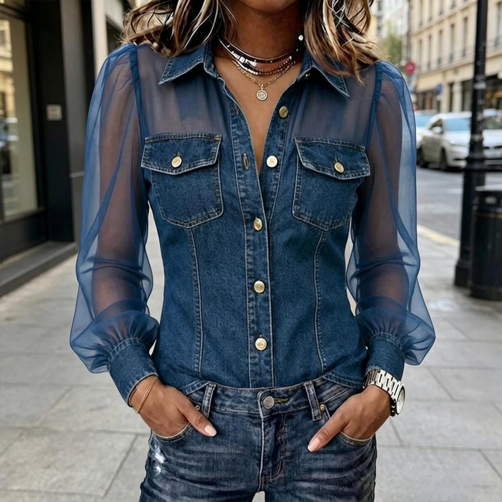 2026 Mesh-Patchwork-Denim-Blus – Women Fashion 80S Bewertung und Preis
