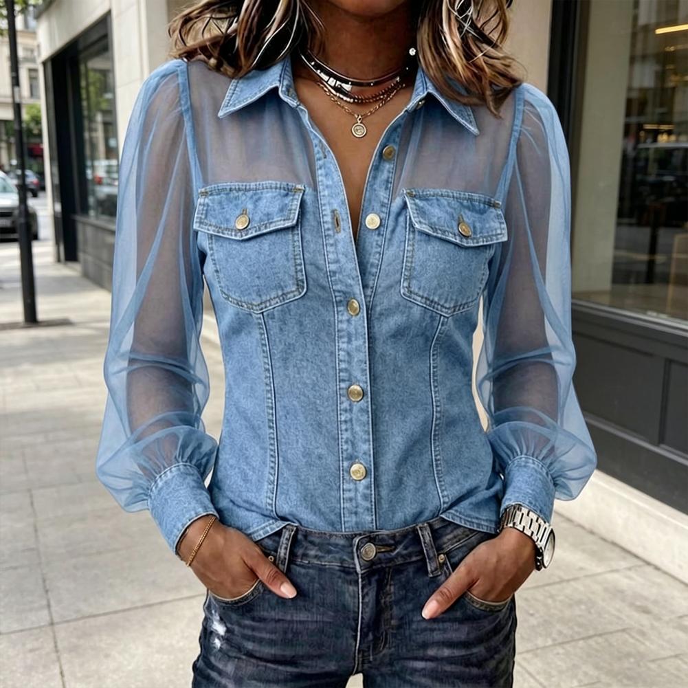 2026 Mesh-Patchwork-Denim-Blus – Women Fashion 80S Bewertung und Preis