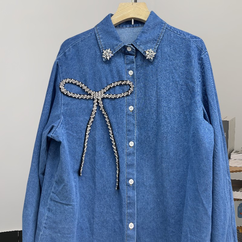 Modisches Oberteil mit Strass- – Women'S Fashion Denim Jacket Bewertung und Preis