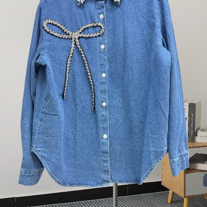 Modisches Oberteil mit Strass- – Women'S Fashion Denim Jacket Bewertung und Preis