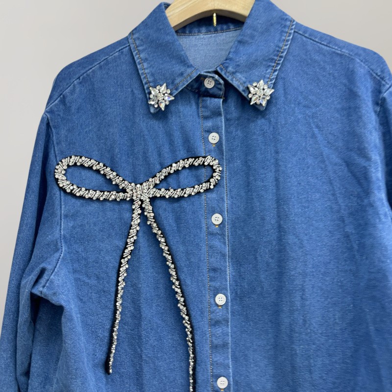 Modisches Oberteil mit Strass- – Women'S Fashion Denim Jacket Bewertung und Preis