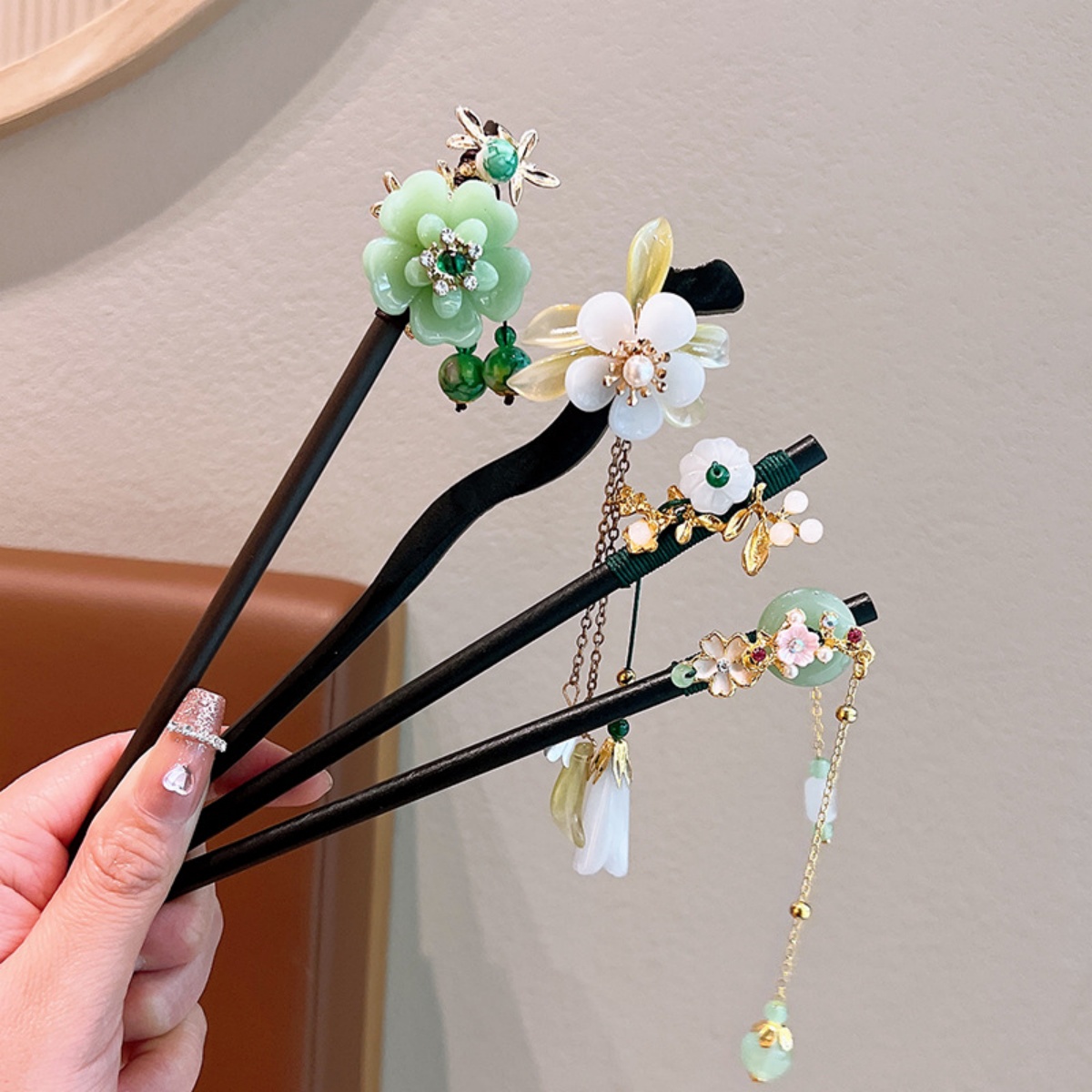 Exquisite Blume Quaste Holz Ha – Women Fashion Hair Style Bewertung und Preis