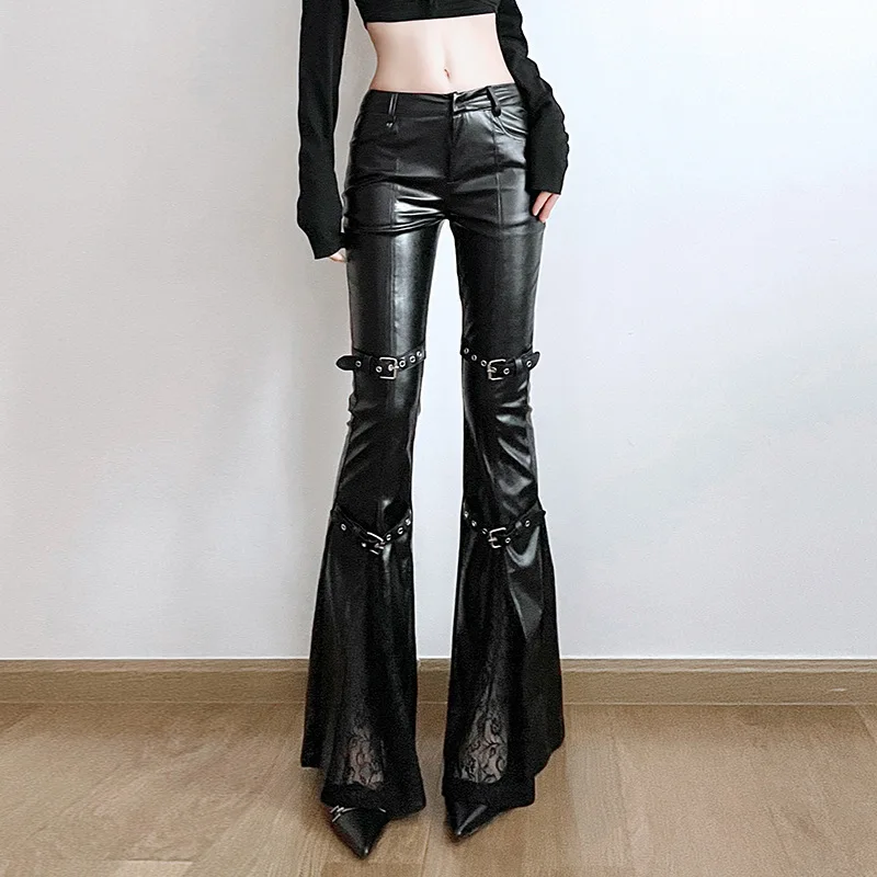 Schlaghose aus PU-Leder für Da – Women'S Y2K Fashion Aesthetic Bewertung und Preis