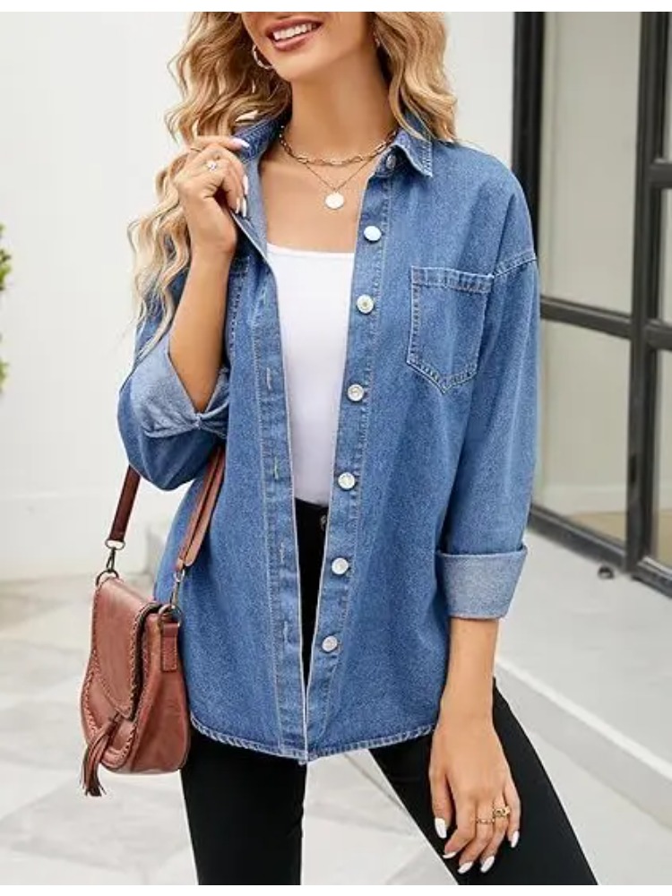 Neue Gewaschene Loose-Fit Lang – Women'S Fashion Denim Jacket Bewertung und Preis