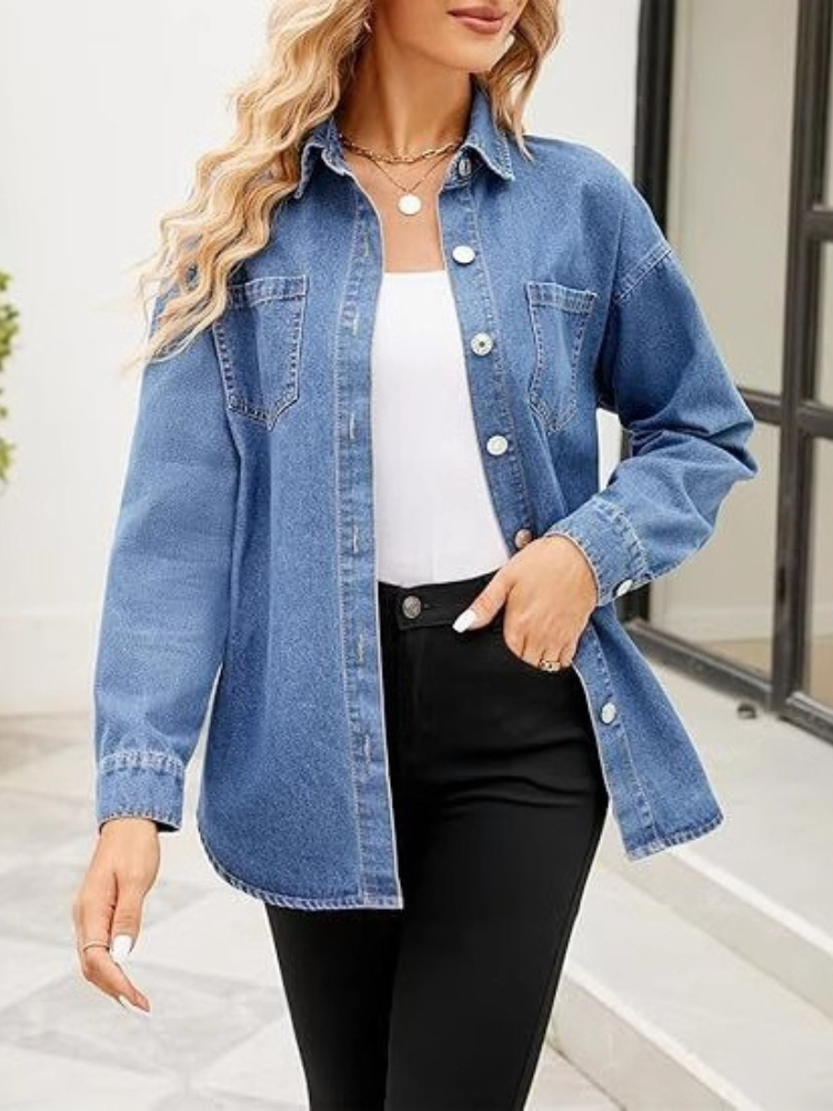 Neue Gewaschene Loose-Fit Lang – Women'S Fashion Denim Jacket Bewertung und Preis